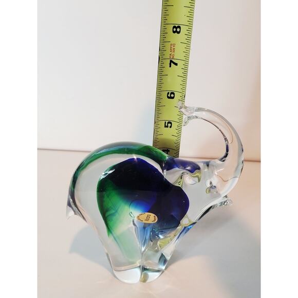 Murano Italian Art Glass Elephant Figurine Blue Green Colorful 5.5" - Picture 8 of 10